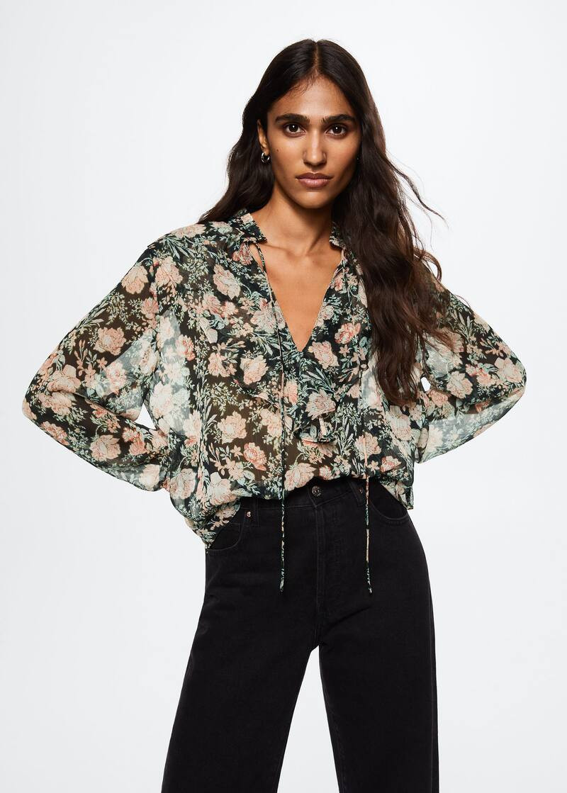 Blouse à fleurs -  Femme | Mango France | MANGO (FR)