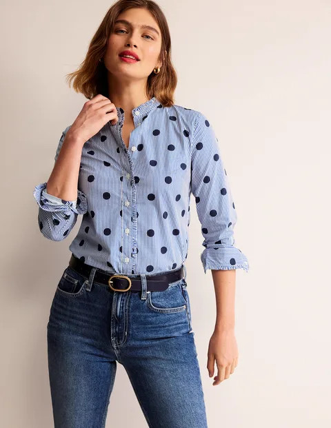 Ruffled Cotton-Poplin Shirt | Boden (US)
