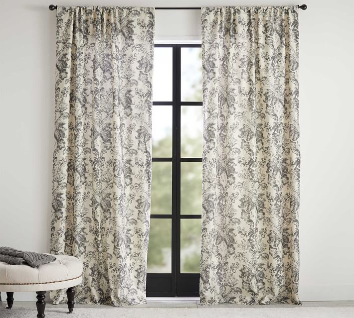 Thea Print Linen/Cotton Rod Pocket Curtain | Pottery Barn (US)