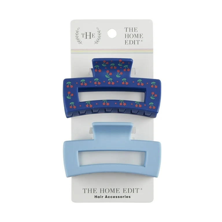 The Home Edit Claw Clips, Light Blue and Cherry Print, 2 Ct - Walmart.com | Walmart (US)