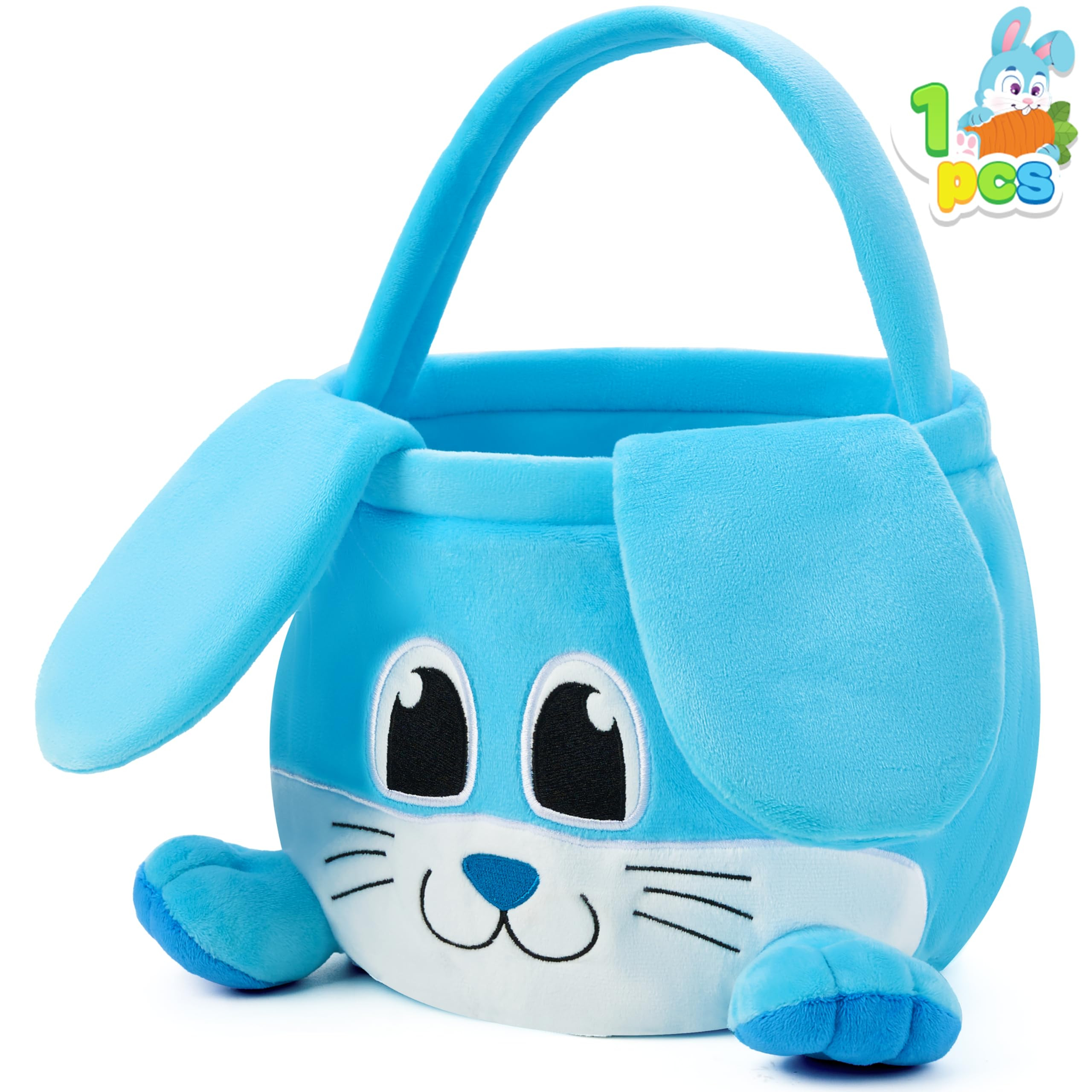 JOYIN Easter Bunny Baske with Foldable Ears, Empty Soft Basket with Handle, Easter Gifts for Babi... | Amazon (US)
