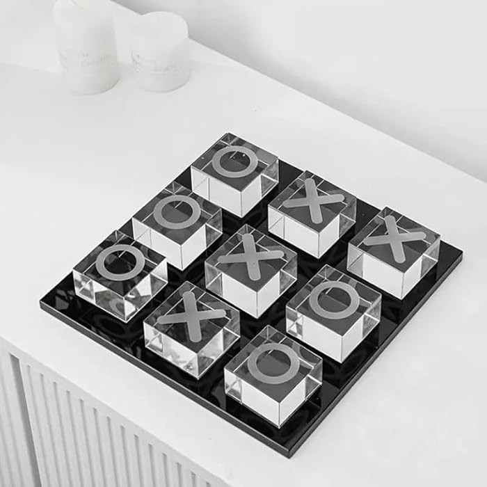 Modern Minimalist XO Square Crystal Chessboard Decoration Small Ornament, Black and White Crystal... | Amazon (US)