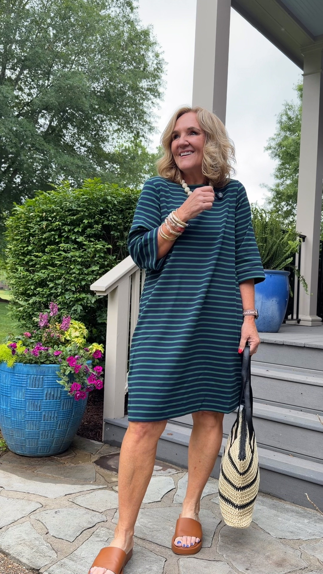 This striped t-shirt dress is the perfect casual chic everyday outfit🫶🏻

Featuring a relaxed fit, timeless stripe pattern, and comfortable silhouette, this easy dress is perfect for running errands, casual lunches, vacation style, and travel out. Styled with woven accessories and slide sandals for an elevated yet comfortable everyday summer look.

#LTKootd #LTKOver40 #LTKSeasonal