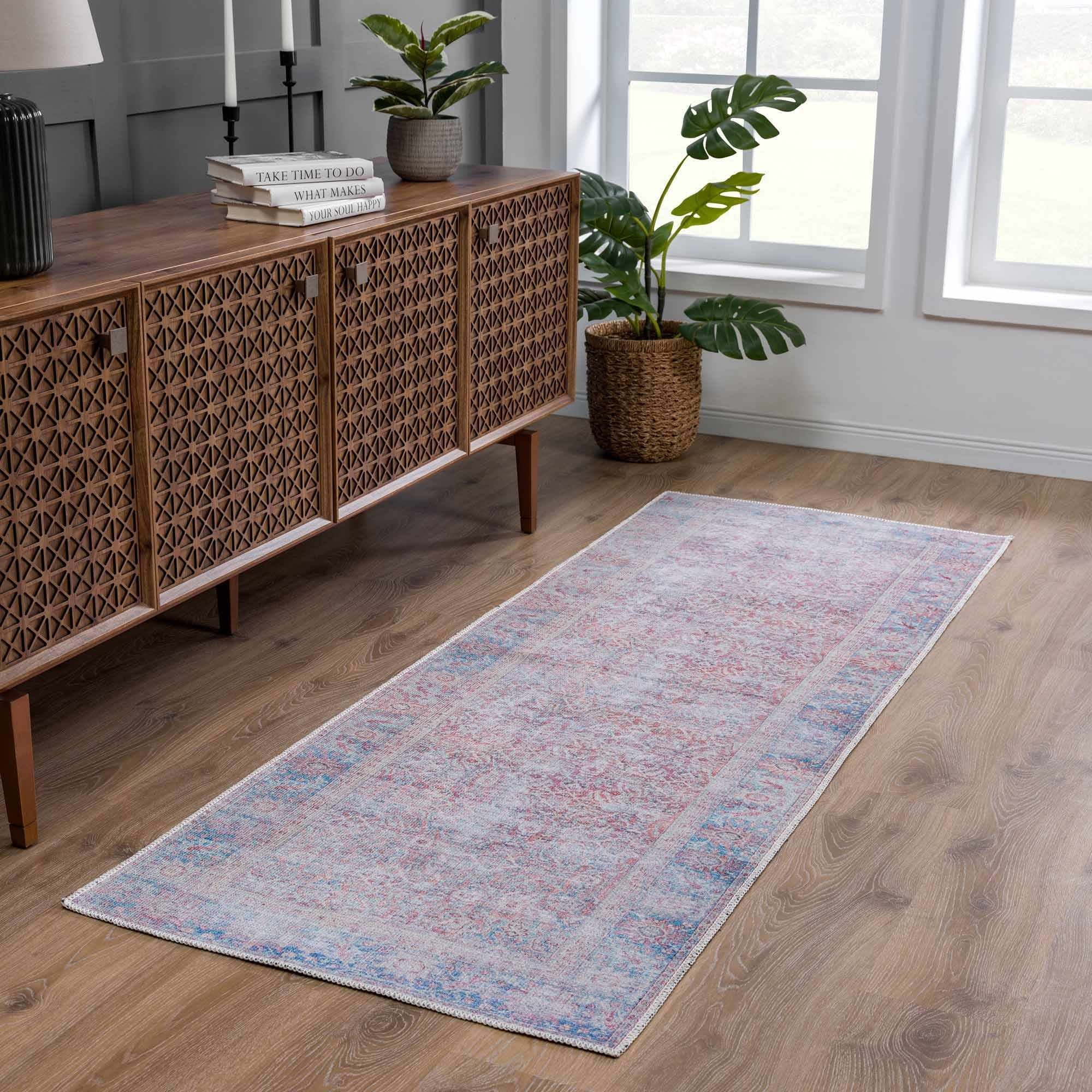 Hauteloom Georgia Collection Dare Machine Washable Runner Rug - Oriental Faded Style - Hallway, E... | Walmart (US)