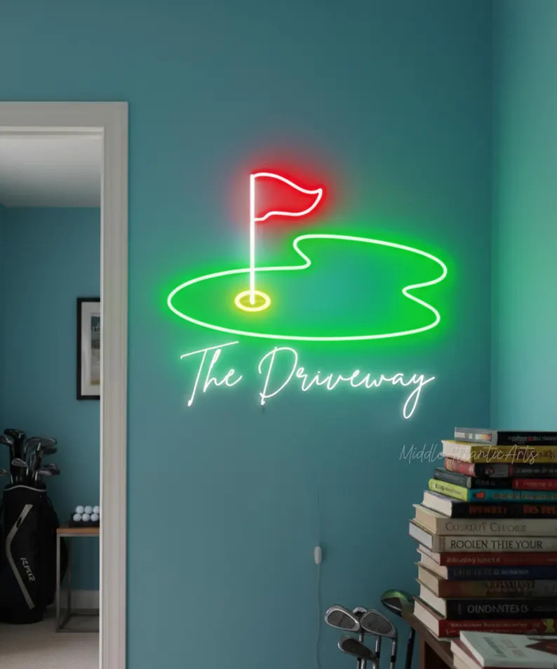 Custom Golf Course Name Neon Sign, Golf Club Wall Light, Man Cave Golf Decor, Home Golf Wall Art,... | Etsy (US)