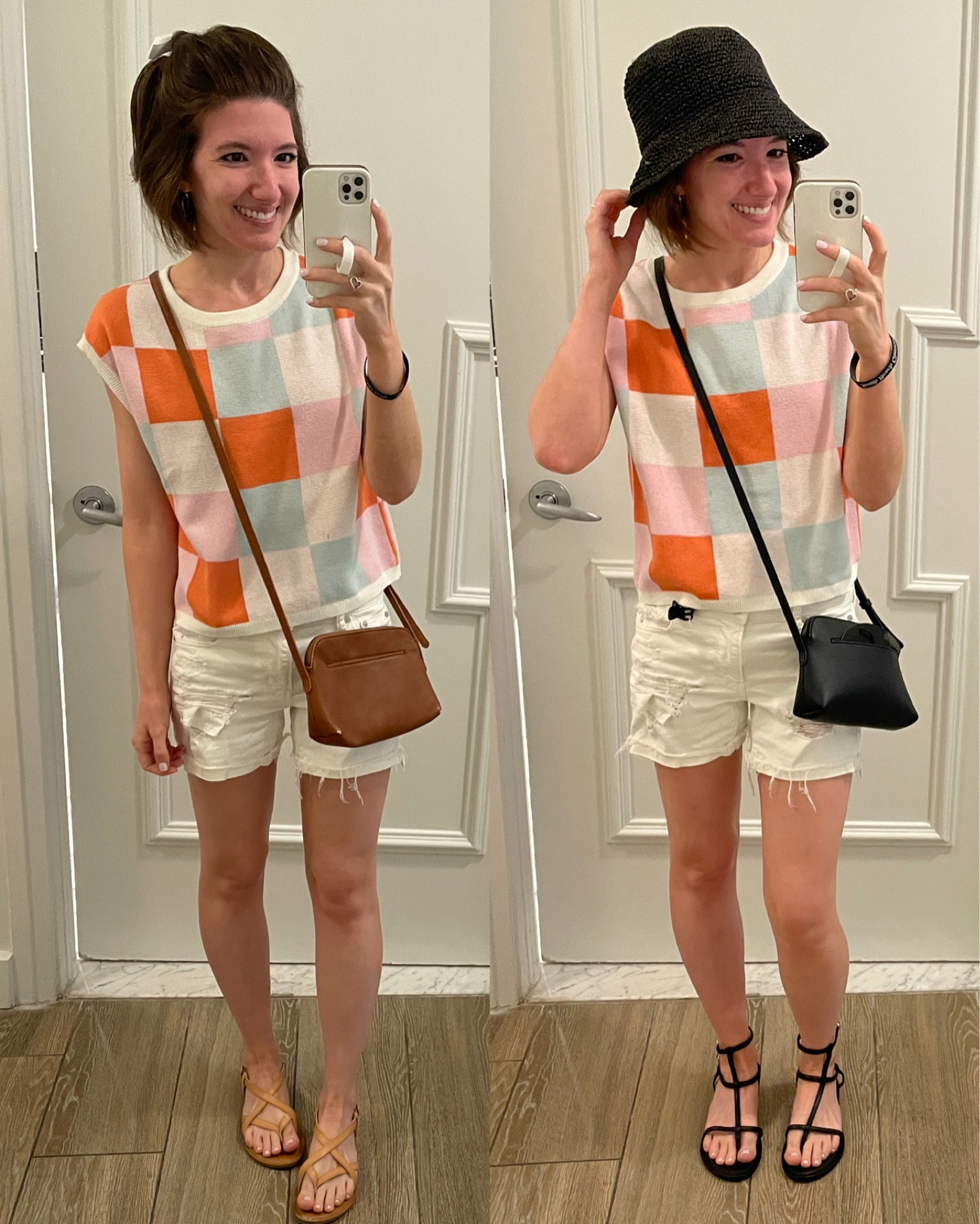 I was between 2 stylings of the same outfit today! I went with the one on the left!
You can’t see it, but I have a bow in my hair!
Sweater: TTS
Shorts: super old
Tan sandals: TTS (literally the best, i’ve had them for 4 years and just ordered a new pair bc I think I destroyed these)
Black sandals: TTS
Linked dans outfit as well!

Vacation outfit | white shorts outfit | Amazon top | comfortable sandals | summer hat | crossbody bag | men’s outfit | man’s vacation outfit | men’s white shorts 

#LTKTravel #LTKSaleAlert #LTKSeasonal