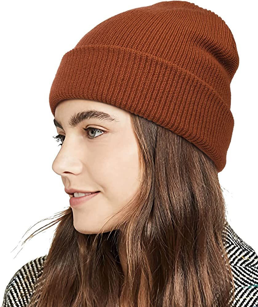 Beanie Hat for Women Men Slouchy Beanies Womens Winter Hats Knit Cuffed Warm Ski Caps | Amazon (US)