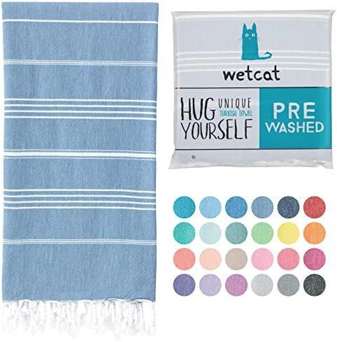 WETCAT Turkish Beach Towel (38 x 71) - Prewashed for Soft Feel, 100% Cotton - Quick Dry Oversized... | Amazon (US)