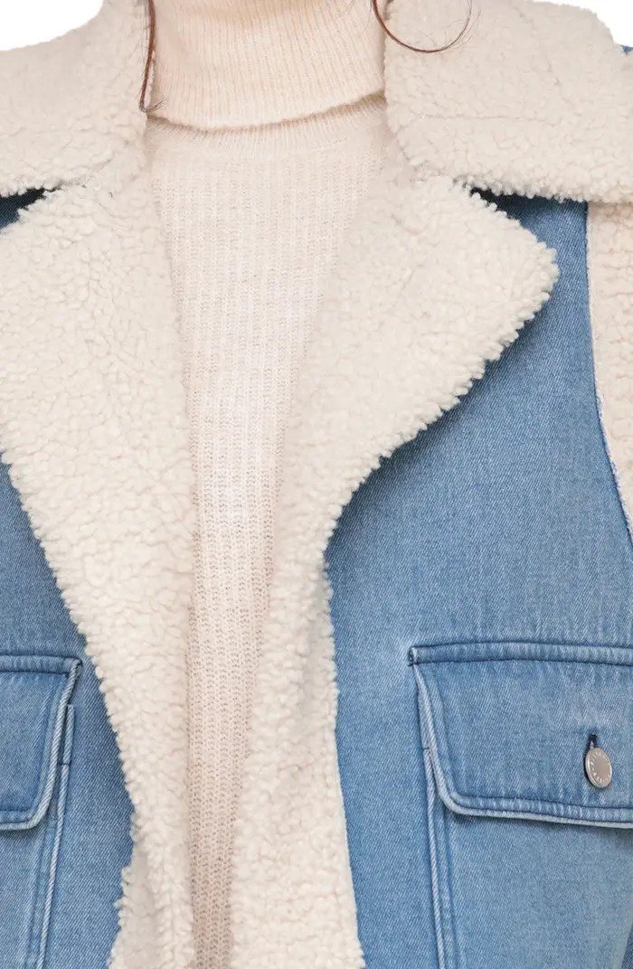 Avec Les Filles Bonded Faux Shearling & Denim Trucker Vest | Nordstrom | Nordstrom