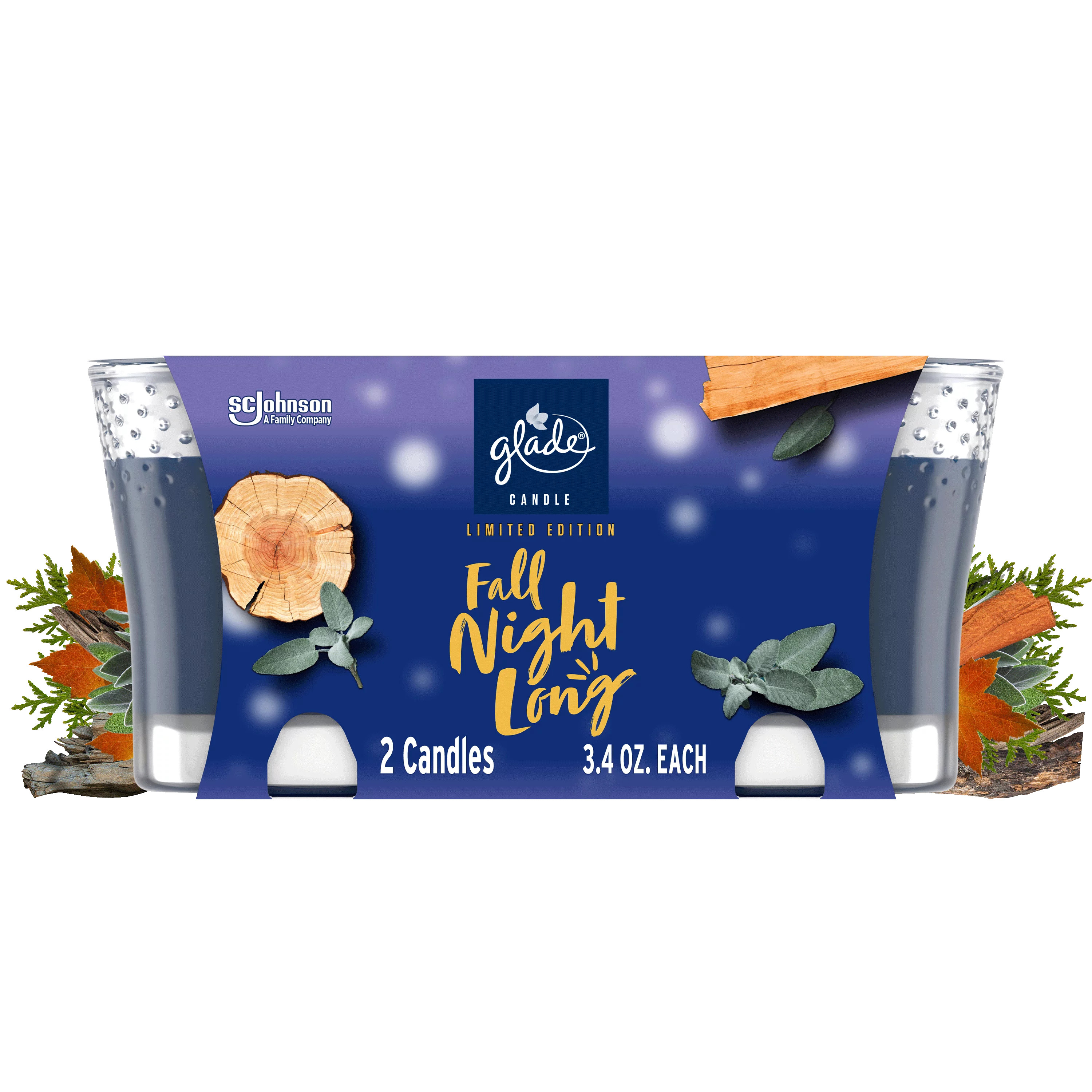 Glade Candle Fall Night Long Scent, 1-Wick, 3.4 oz (96.3 g) Each, 2 Counts, Fragrance Infused wit... | Walmart (US)