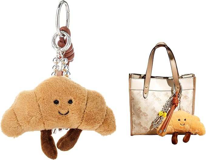 Croissant Plush Keychain - Cute Smiling Face Plushie Charm, Soft Fluffy Stuffed Charm for Purse, ... | Amazon (US)