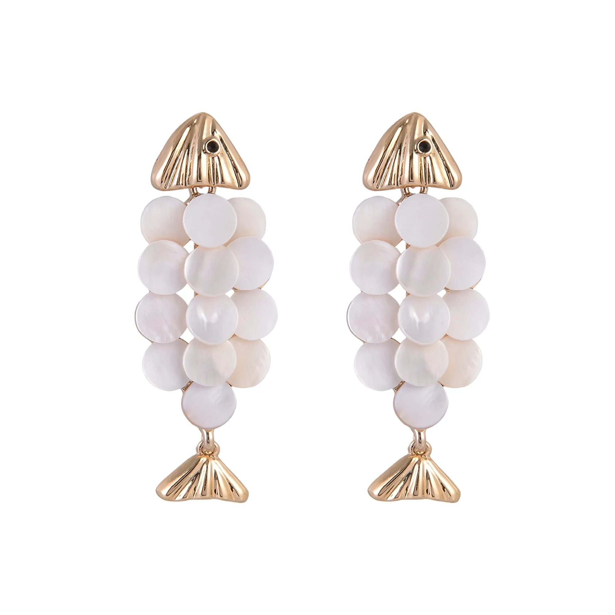 Time and Tru Goldtone Fish with Faux Shell Scales Earring | Walmart (US)