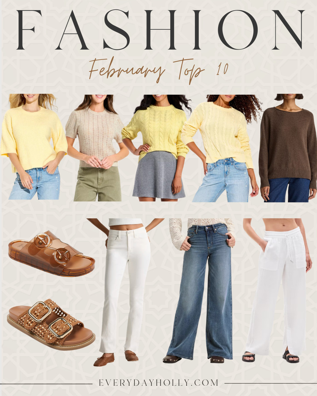 February's top 10 most loved early spring pieces! Spring sweaters, jeans, linen pants, short sleeve sweaters, sandals, vacation finds, target favorites, quince favorites, everydayholly 

 #LTKSeasonal #LTKPetite #LTKTravel