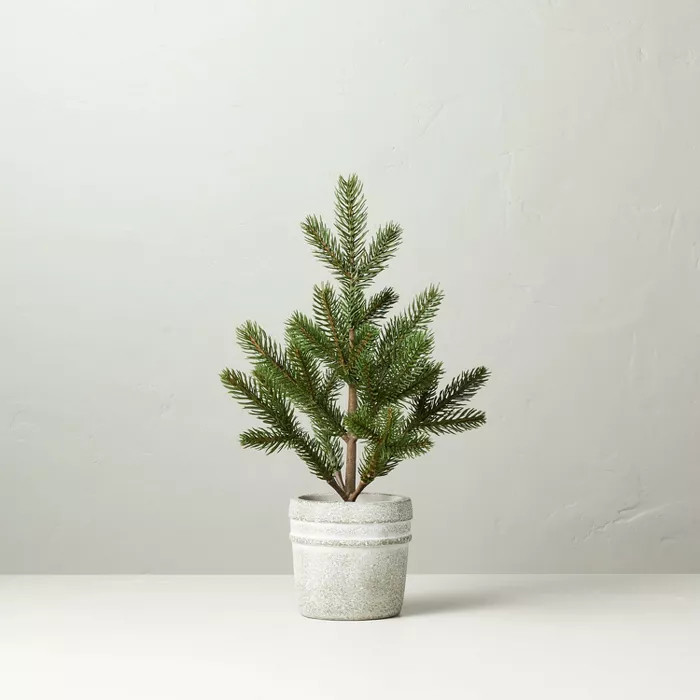Large 22" Faux Pine Tree in Textured Cement Pot - Hearth & Hand™ with Magnolia | Target