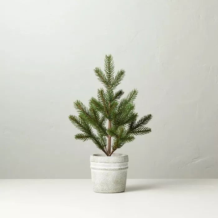 Large 22&#34; Faux Pine Tree in Textured Cement Pot - Hearth &#38; Hand&#8482; with Magnolia | Target