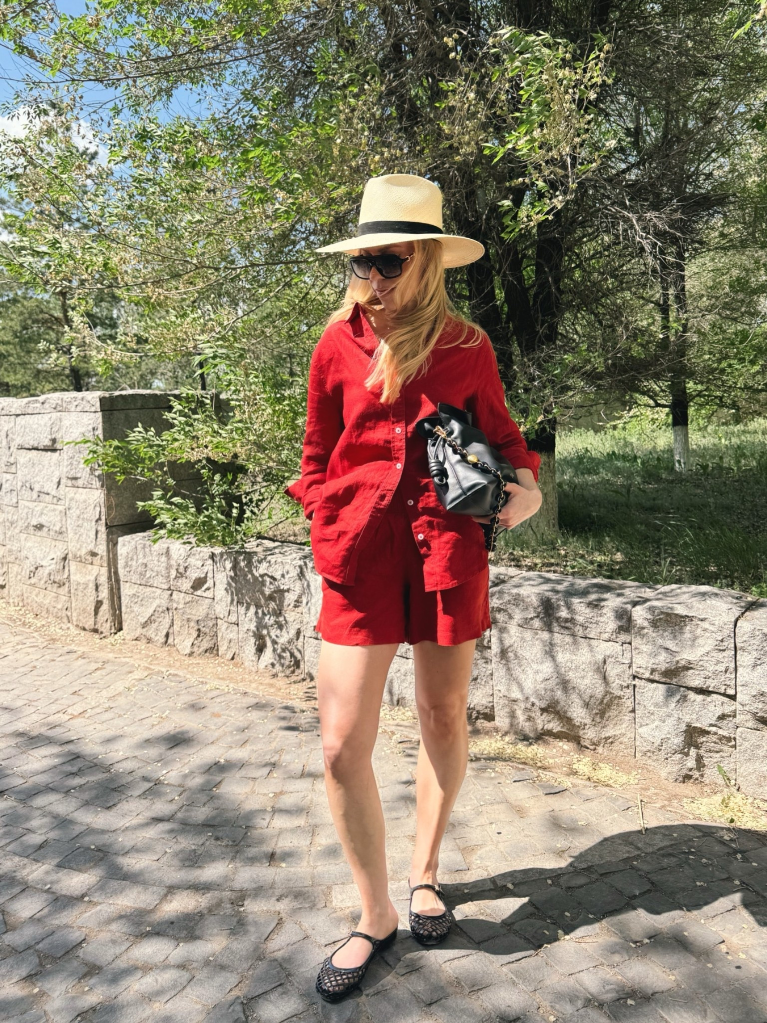 Red linen set, travel look, summer vacation, jelly shoes, beach vacation

#LTKTravel #LTKSeasonal #LTKSaleAlert