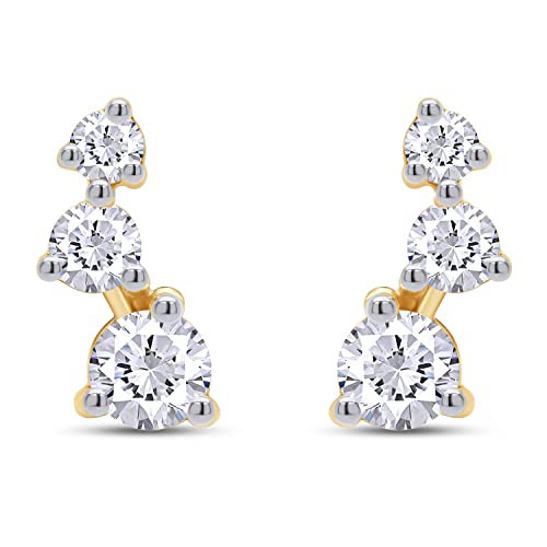 Crawler Stud Earrings for Women Round Lab Created Moissanite Ear Climber in 18K Yellow Gold Plated Jewelry Gift For Her | Amazon (US)