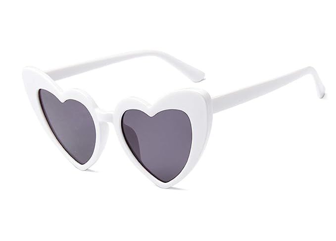 JUSLINK Heart Shaped Sunglasses for Women, Cat Eye Mod Style Retro Kurt Cobain Glasses | Amazon (US)