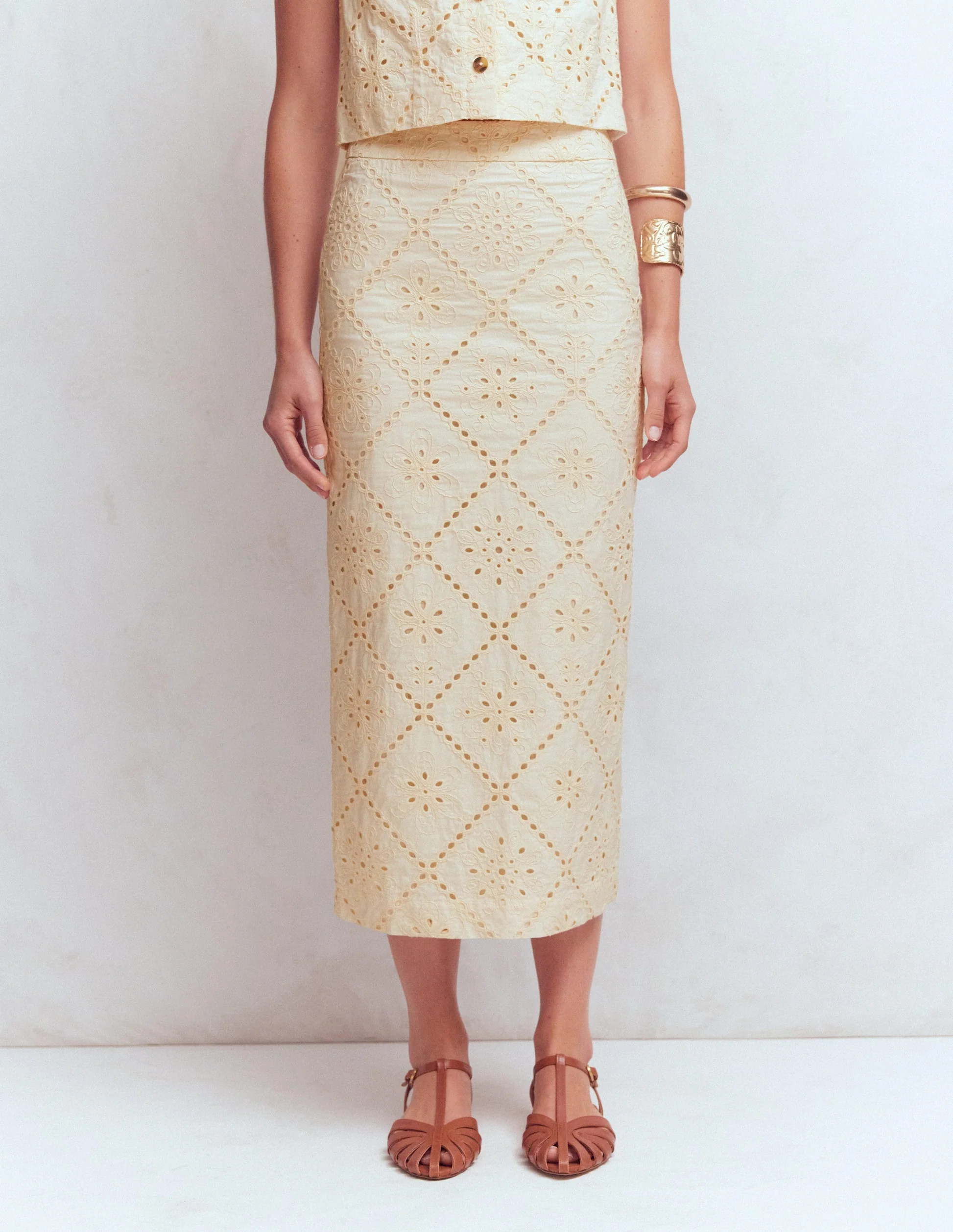 Textured Column Skirt-Ecru Texture | Boden (US)