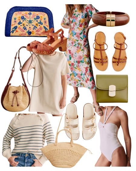 Summer in Sezanne 🤍 strappy sandals, wallets, halter swim, woven purses, stripe sweater, embroidered clutch 

#LTKStyleTip #LTKSwim