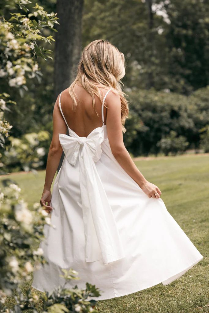 Alice Bow Back Midi Dress - White | Petal & Pup (US)