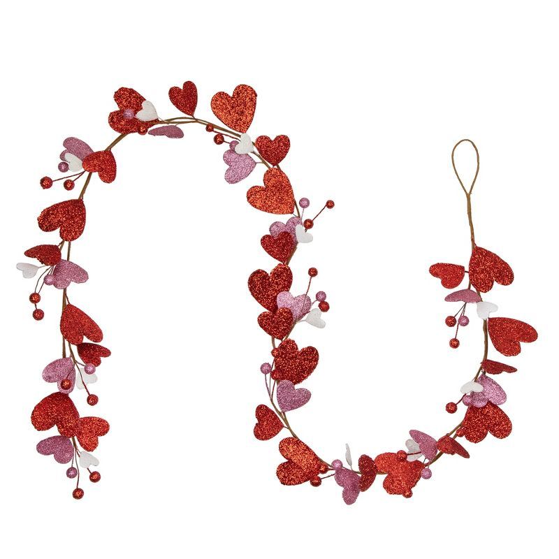 Northlight 6ft Red Hearts and Pink Flowers Valentine's Day Garland, Unlit | Target