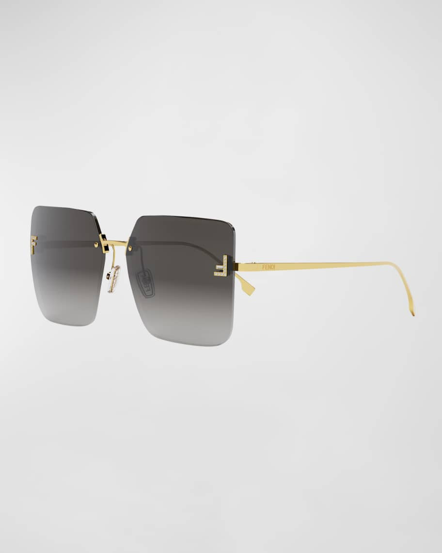 F Monogram Rimless Metal Butterfly Sunglasses | Neiman Marcus
