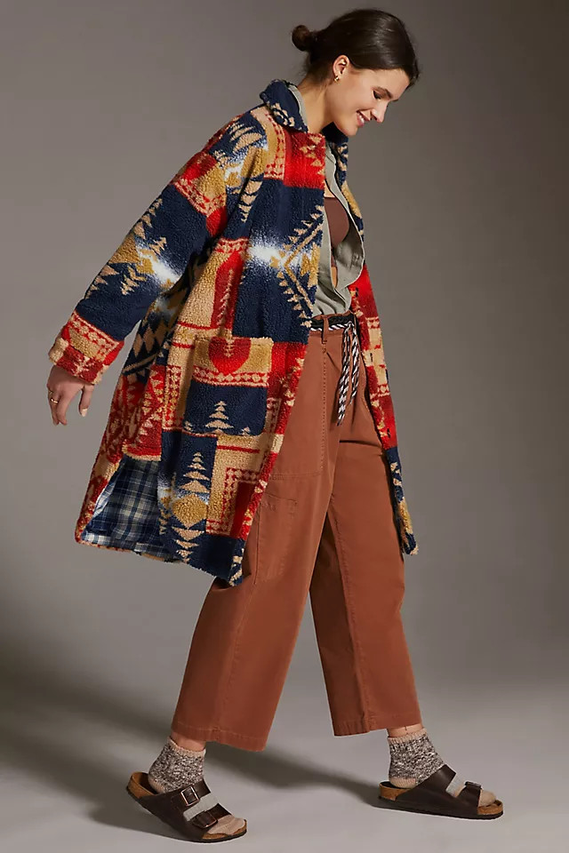 Pilcro Leopard Sherpa Duster Jacket | Anthropologie (US)