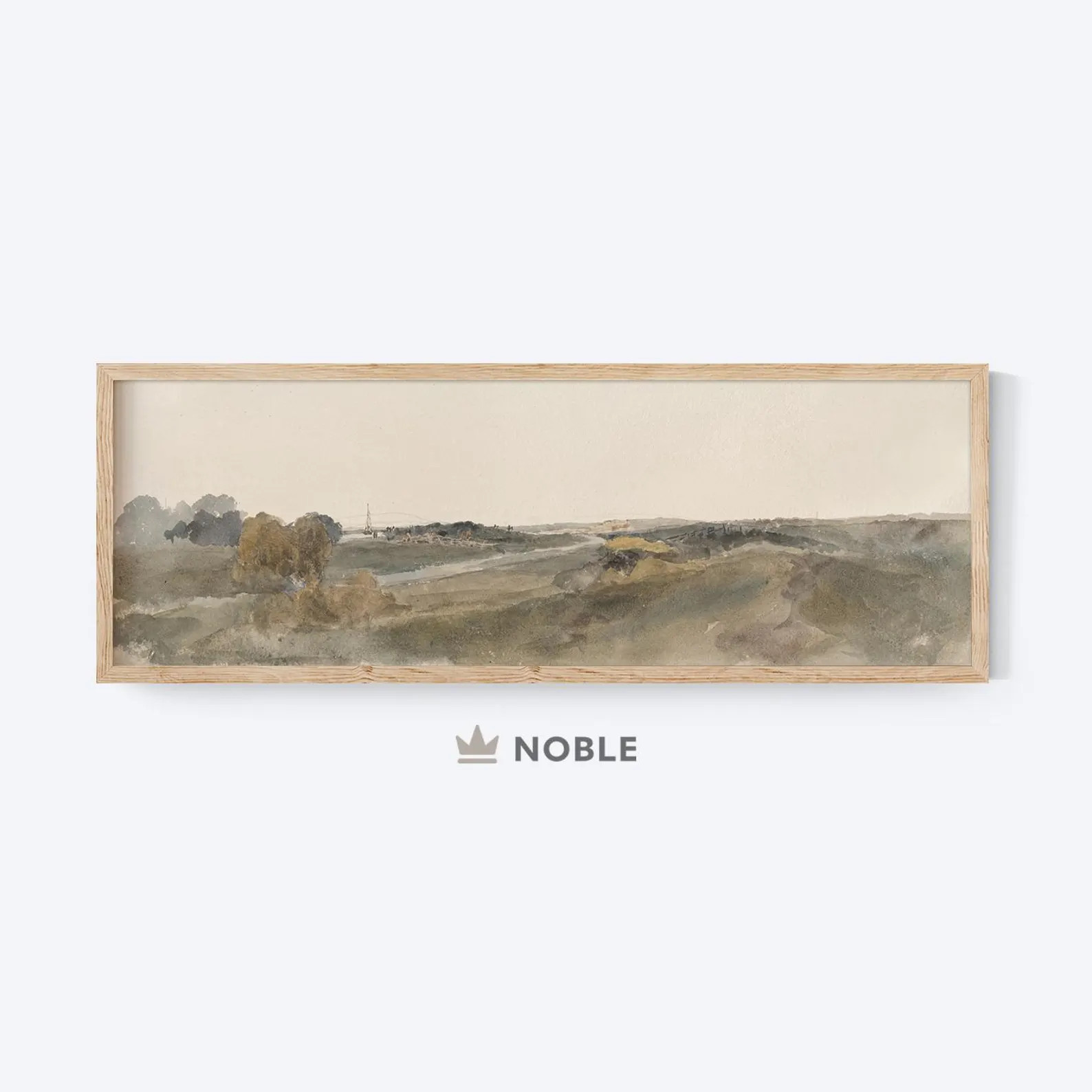 Vintage River Landscape, Panoramic Wall Art, Neutral Vintage Painting, Long Painting Wall Art, Na... | Etsy (US)