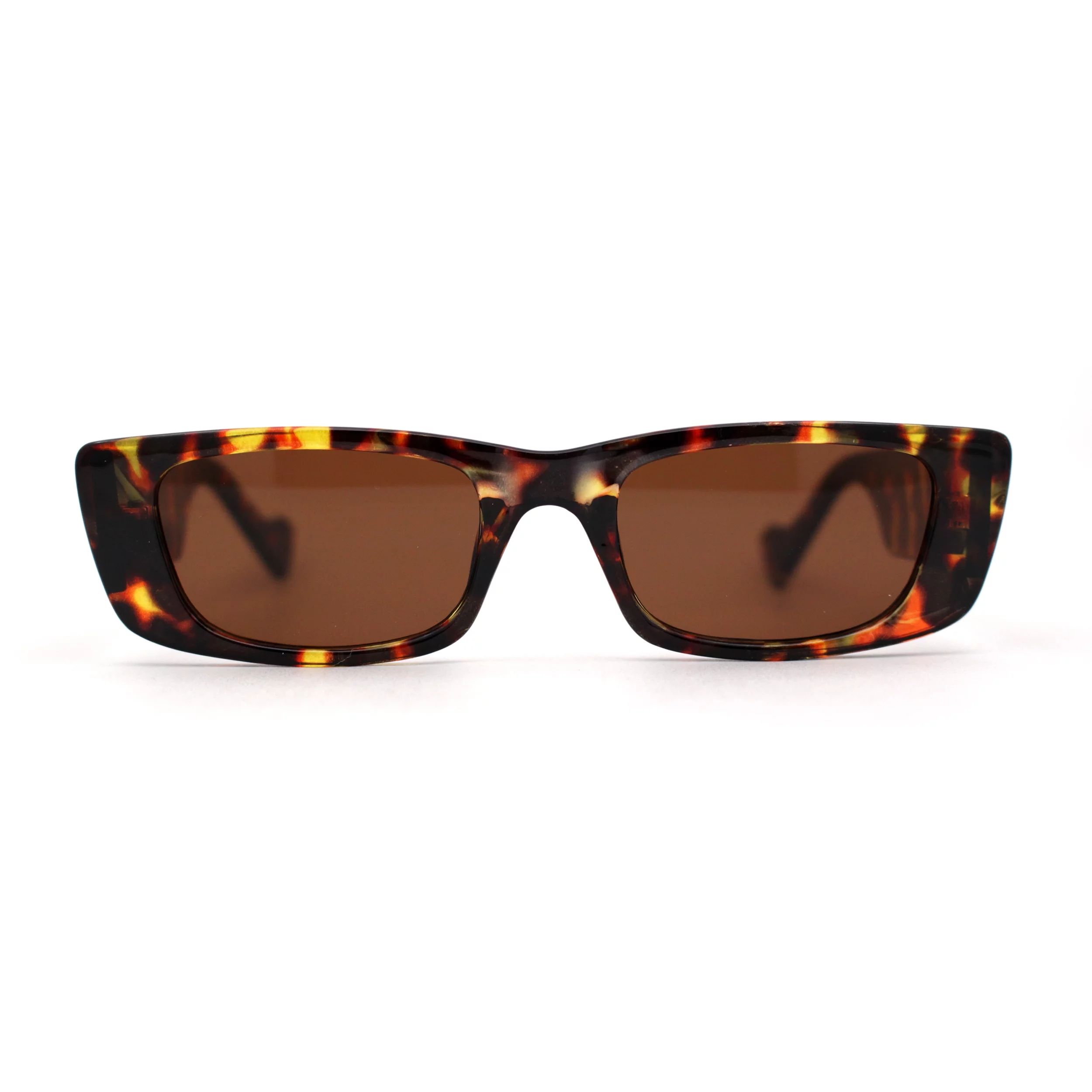 SA106 Womens Retro Mod Classic Angular Rectangle Sunglasses Tortoise Brown - Walmart.com | Walmart (US)