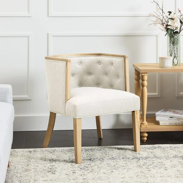 My Texas House Raveena Upholstered Accent Chair, Oat | Walmart (US)