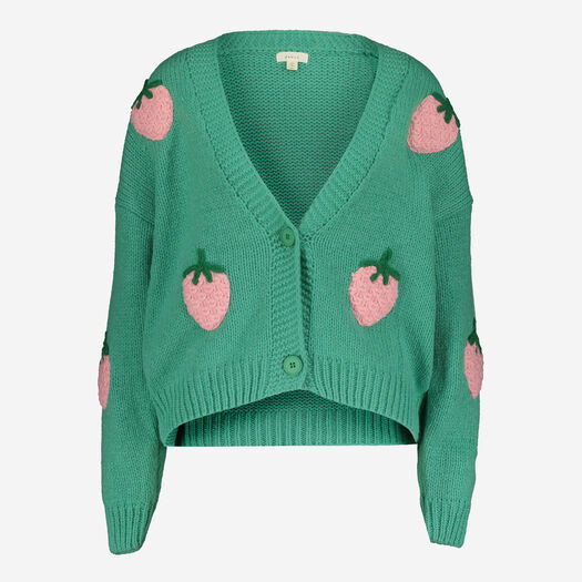 Green Strawberry Design Knitted Cardigan | TK Maxx