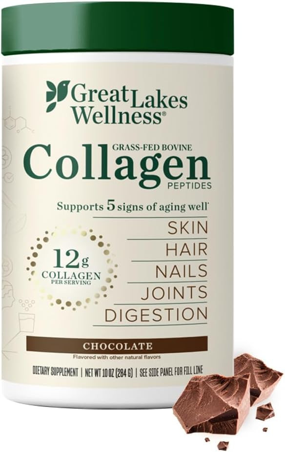 Great Lakes Wellness Collagen Peptides Powder, Chocolate, 10 oz | Amazon (US)