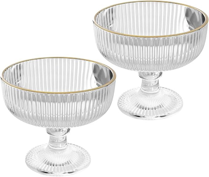 WOLFF - Conjunto 2 Taças de Vidro para Sobremesa com Fio de Ouro Lines 320ml | Amazon (BR)