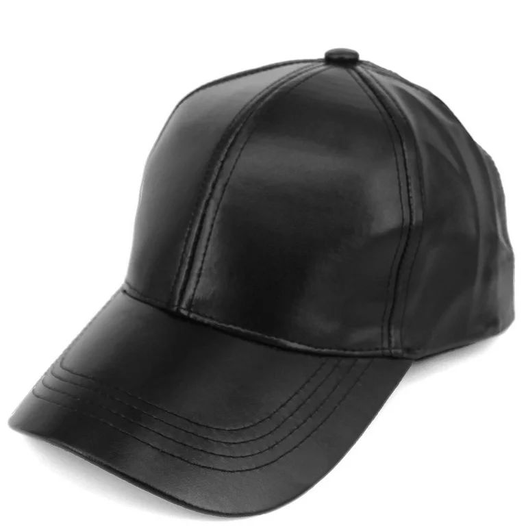 NYFASHION101 Faux Leather Adjustable Snapback Baseball Cap Hat - Black | Walmart (US)