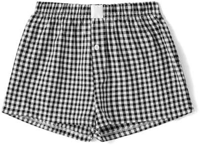 Y2k Women Gingham Boxer Shorts Low Rise Micro Pajamas PJ Sleep Short Pants Plaid Sleepwear Sleepi... | Amazon (US)