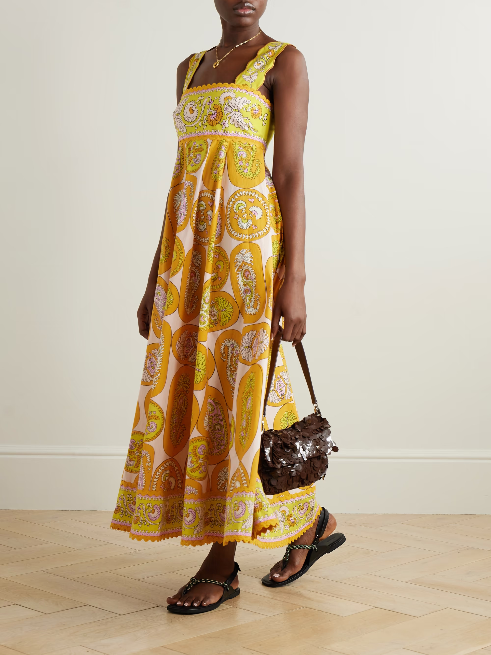 Diana pleated printed organic cotton midi dress | NET-A-PORTER APAC