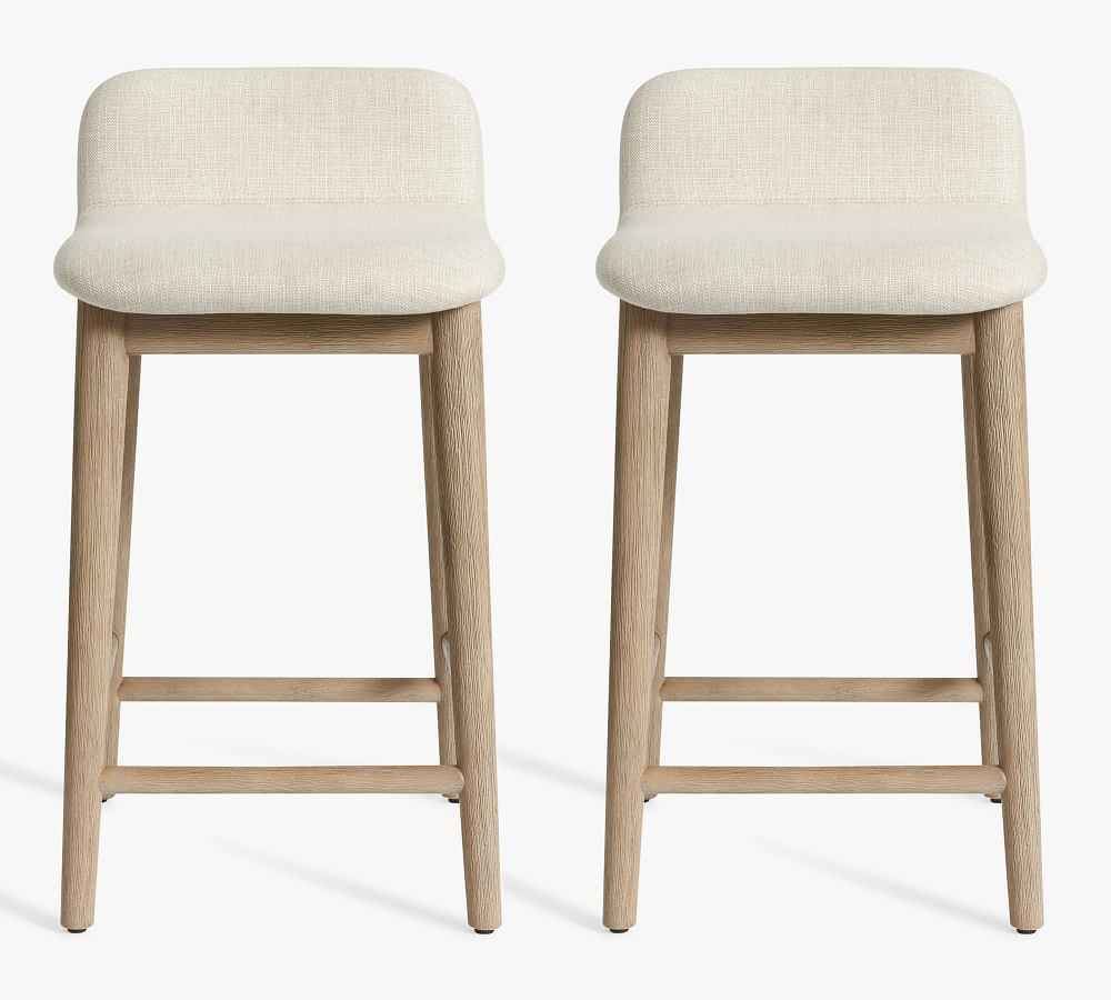 Zoe Counter Stool, Gray Wash/Basketweave Slub Oatmeal, Set of 2 | Pottery Barn (US)