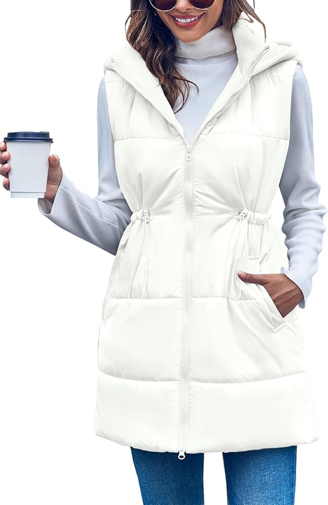 Inorin Womens Quilted Puffer Vests Hooded Sleeveless Long Outwear Jacket Zip Up Winter Coat with ... | Amazon (US)