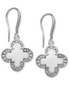 Click for more info about Marie Claire Silver-Tone White Enamel and Cubic Zirconia Clover Earrings (2/5 ct. t.w.)