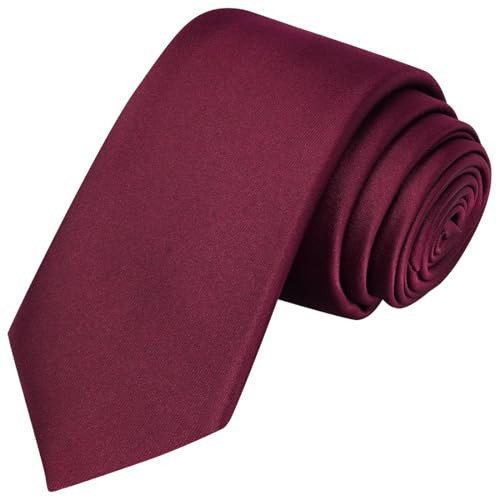 KissTies 2.4'' Burgundy Skinny Tie Wine Red Slim Necktie Wedding Ties + Gift Box | Amazon (US)
