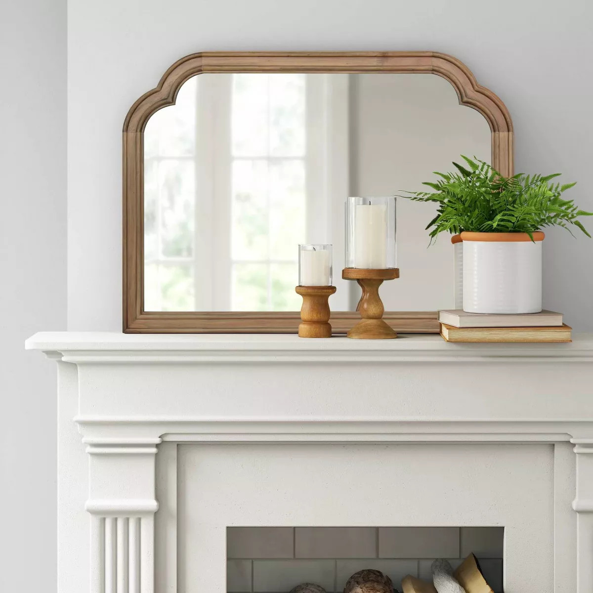 36" x 26" French Country Mantle Wood Mirror Natural - Threshold™ | Target