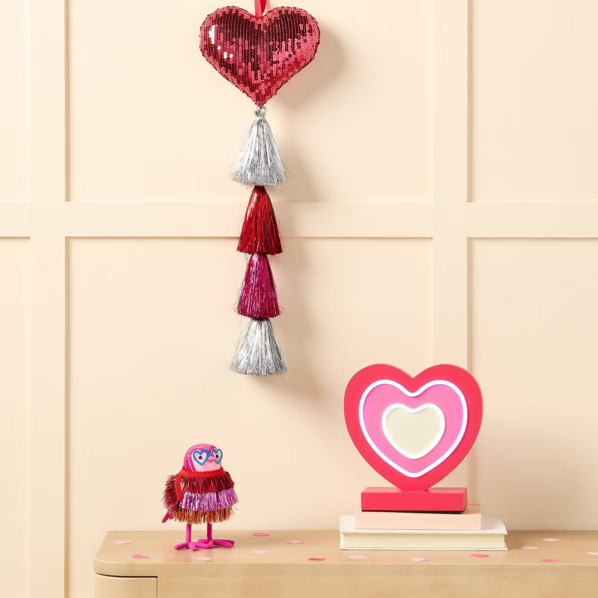 Valentine's Day Hanging Stuffed Heart with Lurex Tassel Decor - Spritz™ | Target