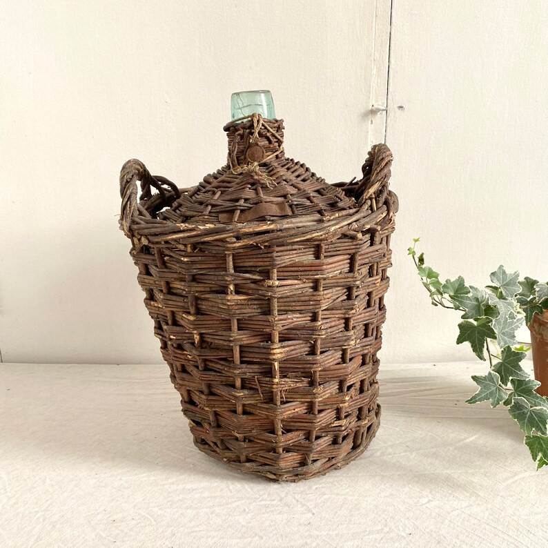 Antique 6L Wicker Demijohn Antique 6 Litre Wicker Bottle Vintage Wicker Bottle Antique Home Decor... | Etsy (US)