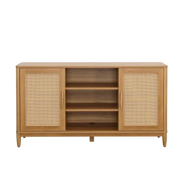 Better Homes & Gardens Springwood Entertainment Credenza for most TVs up to 65”, Light Honey Fi... | Walmart (US)