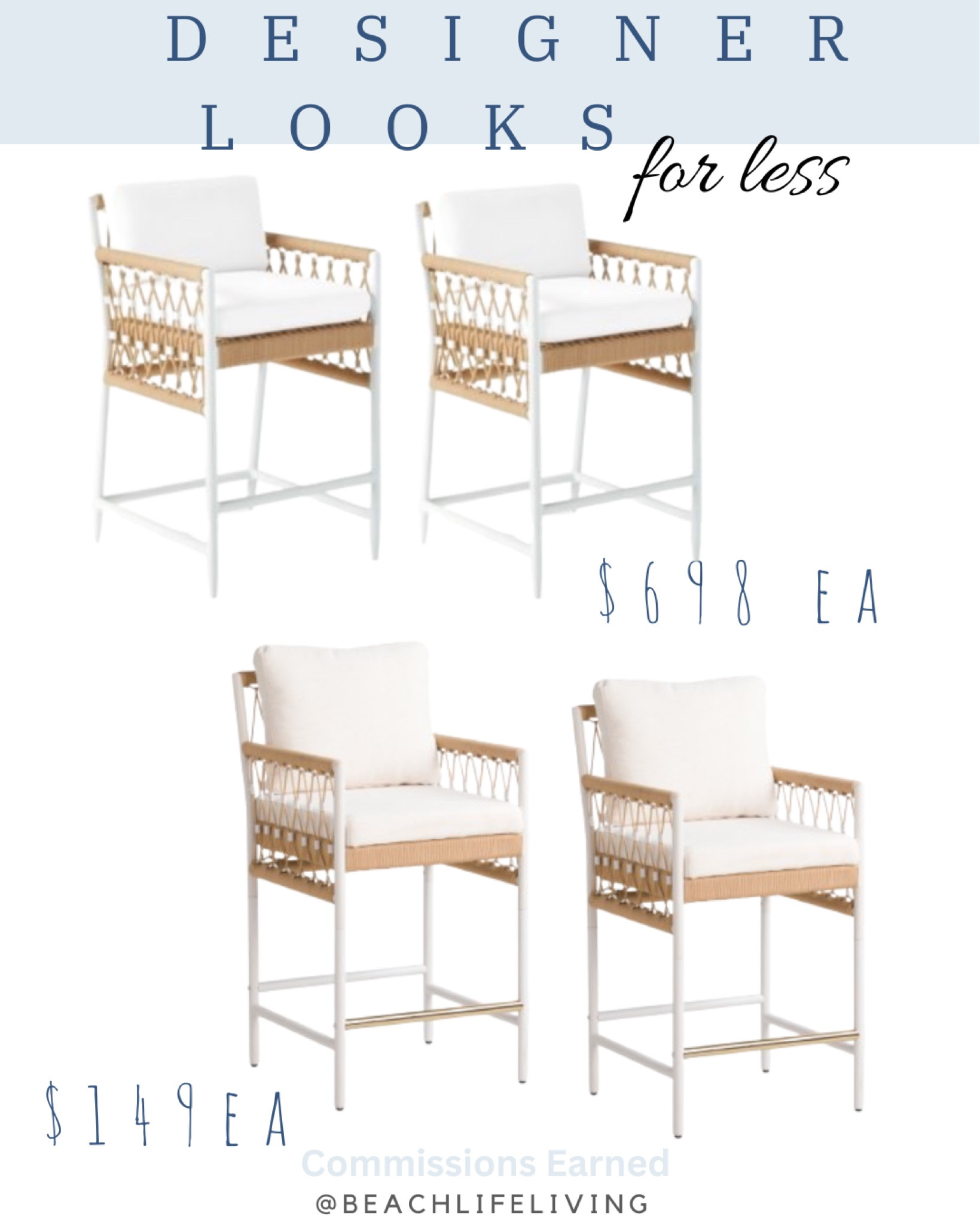 Serena & Lily look for less counter stools, designer look for less , coastal counter stools, kitchen stools , coastal furniture 

#LTKhome #LTKsalealert