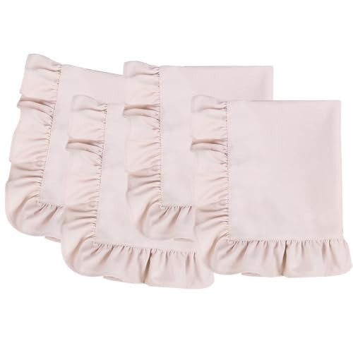 MIKI WELL Linen Cotton Ruffle Dinner Napkins 18 x 18 Inch - Cloth Napkins Set of 4 for Spring, Holiday - Handcrafted and Washable Fabric (Beige) | Amazon (US)