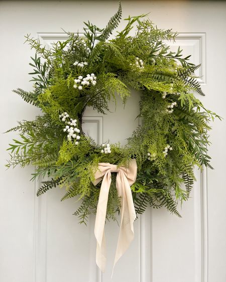 loving our new spring / summer artificial greenery wreath from @loweshomeimprovement ! it’s super full & realistic - I love the little white flowers mixed throughout. head to Lowe’s to check out more of their Spring Fest deals going on now 

#ad #lowespartner 

#LTKSeasonal #LTKhome
