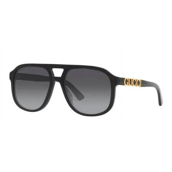 Gucci GG 1188S 002 Black Gold Grey Lens Oversized Sunglasses 57mm | Walmart (US)