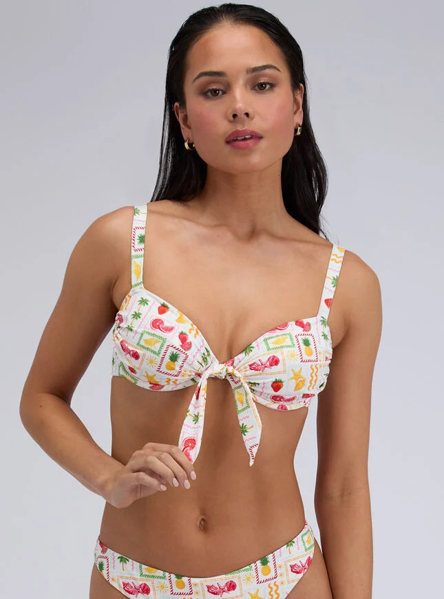 Positano printed balconette bikini top - Ivory Mix | Boux Avenue (UK)